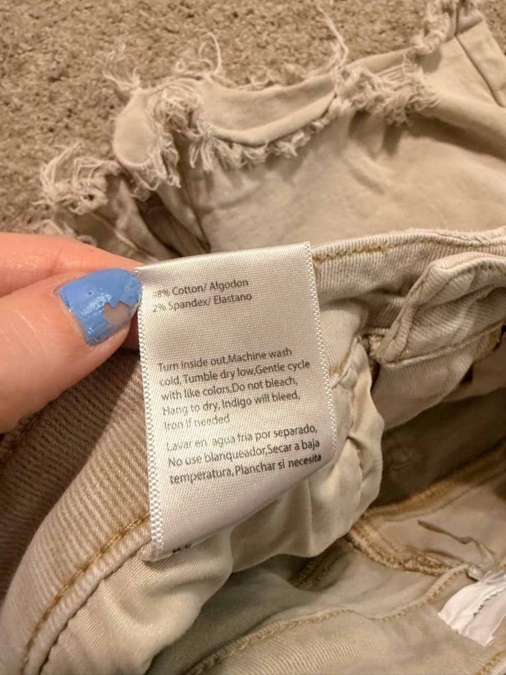 Risen Distressed Hem Tan Shorts High Rise - Picture 5 of 8
